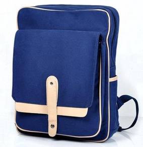 [12.12] Vintage Retro Backpack Laptop Blue Bag Beg