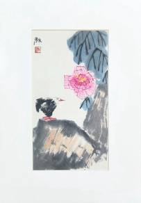 Watercolor Bird & Blossom – Framed with Seal