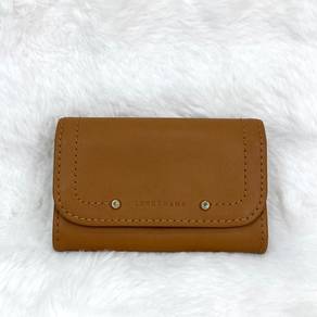 Longchamp cognac brown leather coin purse