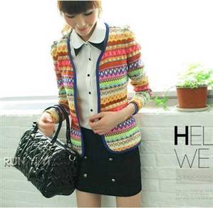 A0311 ViNTAGE COLORFUL EMBROIDERY CARDIGAN SWEATER