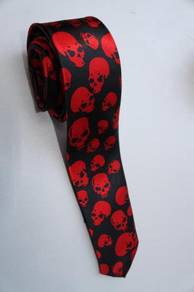 SLIM Halloween Symbol Skull RED Cartoon Neck Tie