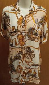 Vintage Silk Baroque Chain Print Short Sleeve