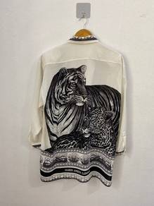 Hardy Amies Vintage Tiger Leopard Silk Shirt
