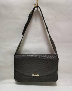 Circa 60’s Brown Ostrich leather & Braided Gold H
