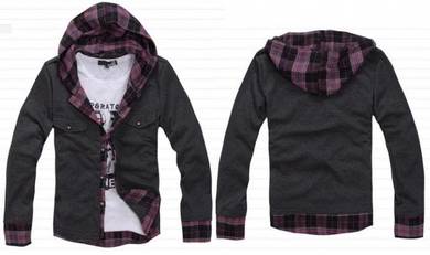 5048 Smart [2-In-1] Hoodie Kemeja Cardigan Shirt R