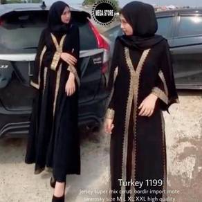 Turkey 1199 Jubah Abaya Umrah Haji gold black