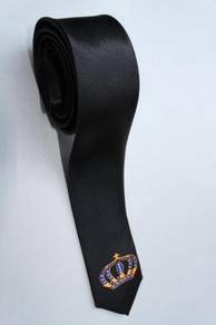 SLIM King Crown Shape BLACK #1 Quality Neck Tie