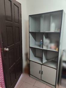 cermin kaca glass bookshelf cabinet almari storage
