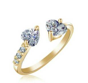 Double Heart Adjustable Ring