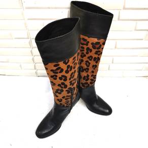 Carina Leopard printed Fur & Leather Boots