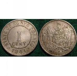 Malaya British North Borneo 1941 1 cent coin
