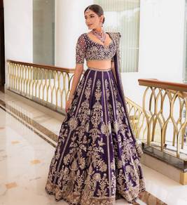 Deep Purple Lehenga Unstitched Fabric