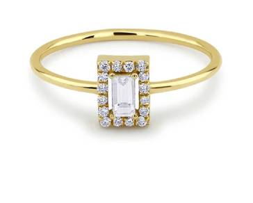 Baguette Shape Stone Gold Plated Engagement Ring