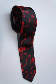SLIM Skeleton Dance RED Cartoon Neck Tie