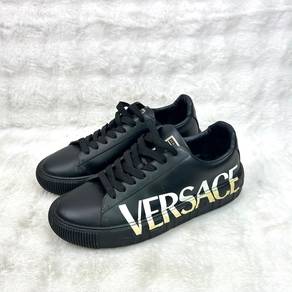 Versace Black Greca logo Sneakers with white logo