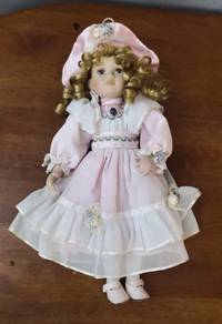 vintage porcelain doll pink dress