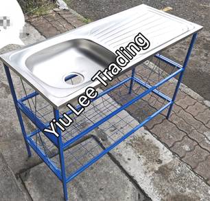 Kitchen sink with stand 107cm x 46cm ( kaki besi )