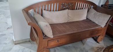Bench Wood Chair wit Pillows 