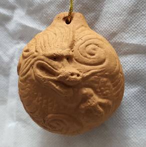 Japanese Clay Bell Ceramic Vintage old Dragon face