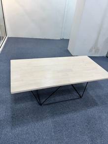 Wooden Coffee Table with Black Metal Frame