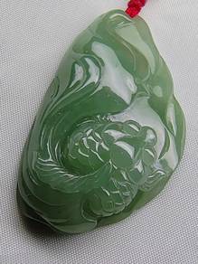 Ice Green Type A Jadeite Jade Gold Fish Pendant