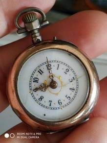 Antique silver gold filled decorated pocket watch