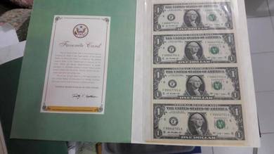 2009 USA $1 Uncut 4 in 1 (UNC) 1美元 4连体