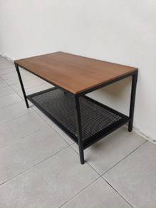 IKEA FJALLBO Coffee Table Black Wood Metal Shelf 