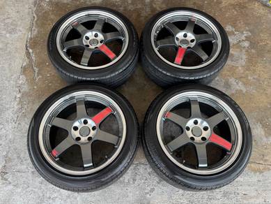 Sport rim 18 TE37 SL ori thailand siap tayar civic