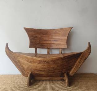 Teakwood boat bench with compartments