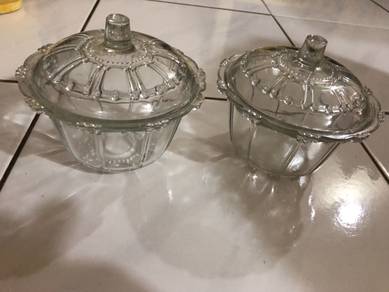 Glass Bowl with Cover 2 pcs