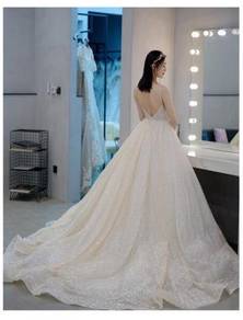 Cream glitter wedding bridal dress gown RB1975
