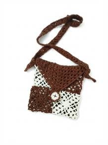 Artisan Brown & Cream Crochet Crossbody Bag