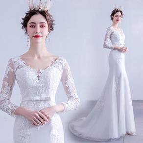 White long sleeve wedding bridal dress gown RB2115