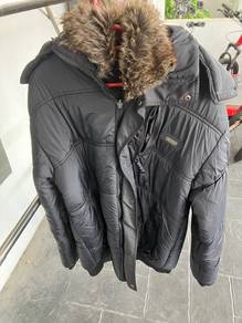 Black Puffer Jacket with Fur Hood