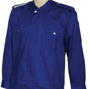Jaket Pekerja Lengan Panjang Biru Royal dengan Zip
