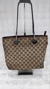 Authentic Eclipse Canvas Beige Tote Brown Bag