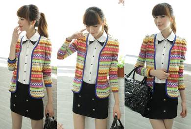 W0311 VINTAGE Embroidery Colorful Cardigan Sweater
