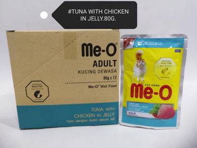 12Packs Me-O Cat Pouch Food 80gram Tuna Chicken