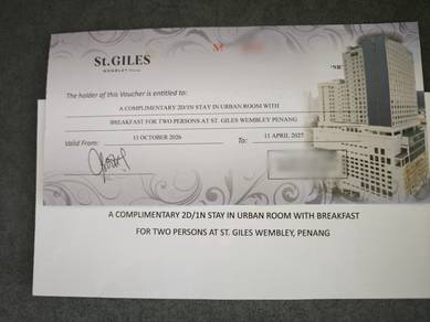 Penang Hotel Stay Voucher at St Giles Wembley