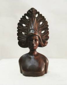 Vtg Bali Indonesian Woman Wood Sculpture BUST Head