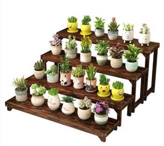 4 layer Wood Flower pot rack shelves Display Rack
