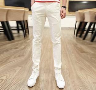 P0462 White Casual Big Size Denim Jeans Long Pants
