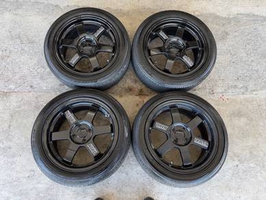 Rim te37 thailand batang rata 16 inch tayar toyo