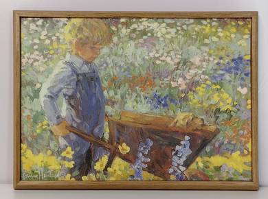  Wheelbarrow Pup Lithograph Print