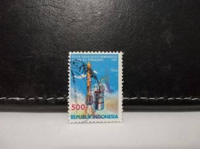 1987 Indonesia Stamp Rocket Satellite Launching