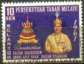 Use-d Stamp Sultan Selangor Tanah Melayu 1961