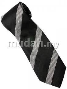 EB2 Black White Quality Striped Formal Neck Tie