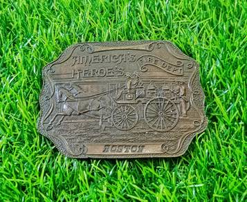 Vintage Boston Fire Department brass buckle belt