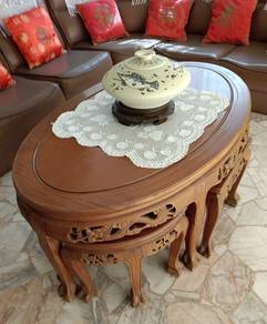 Rosewood Coffee/Tea Table with 6 Stools 